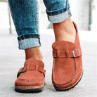 Polished buckle low heel loafer in red
