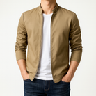 Mandarin collar zip front transition jacket, view 1