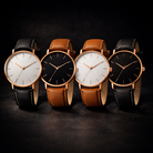 Minimalist dial 39mm quartz leather strap watch, view 5