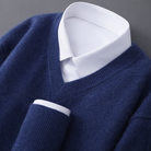 Midweight wool blend V-neck sweater, view 1