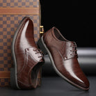 Faux Leather Pointed Toe Brogue Derby Dress Shoes for Men
