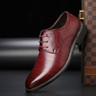 Faux Leather Pointed Toe Brogue Derby Dress Shoes for Men