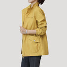 Drawstring waist lightweight spring windbreaker in yellow