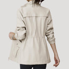 Drawstring waist lightweight spring windbreaker in beige