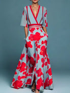 Floral print occasion dress in red