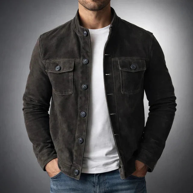 Classic pocket suede jacket in black