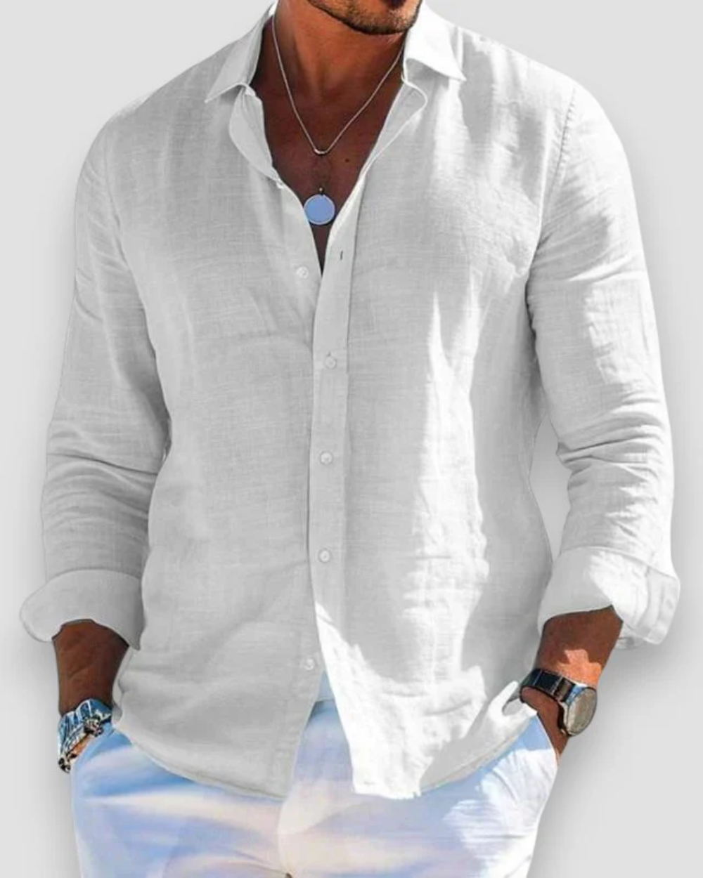 Lightweight long sleeve summer shirt in white