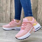 Fall Lightweight Air Cushion Walking Sneakers for Women in Pink