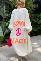 Oversized printed boho knit cardigan in white