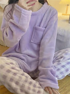 Lounge Set Womens Two Piece Cozy Fleece Warm Pyjama Set Winter
