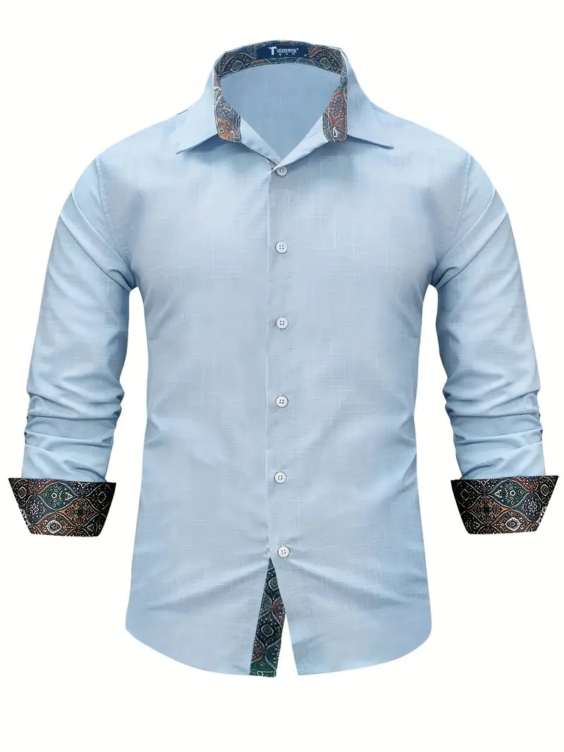 Modern tailored contrast detail button up shirt, view 13