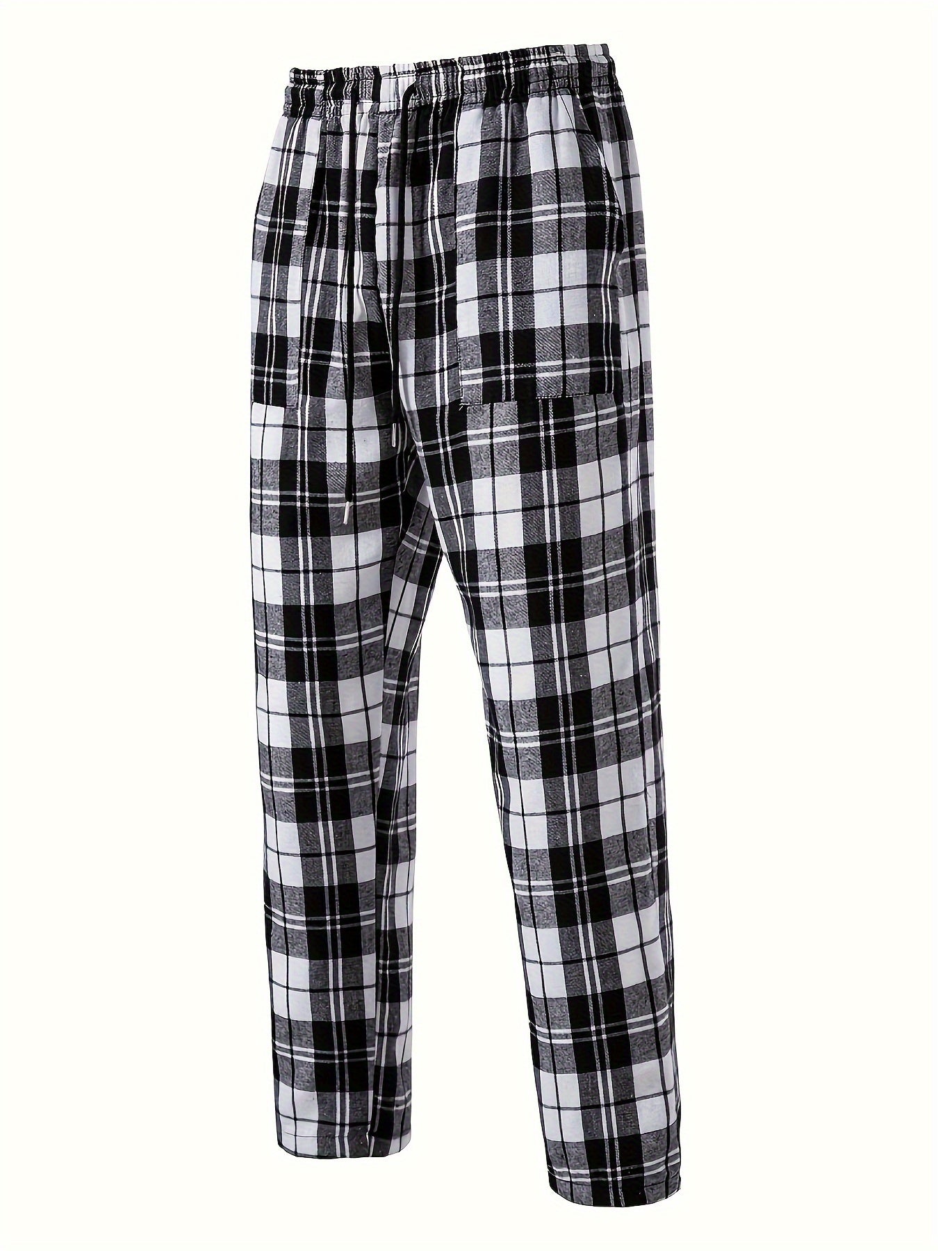 Lounge Pants Mens Plaid Pyjama Bottoms Relaxed Elastic Waist Soft