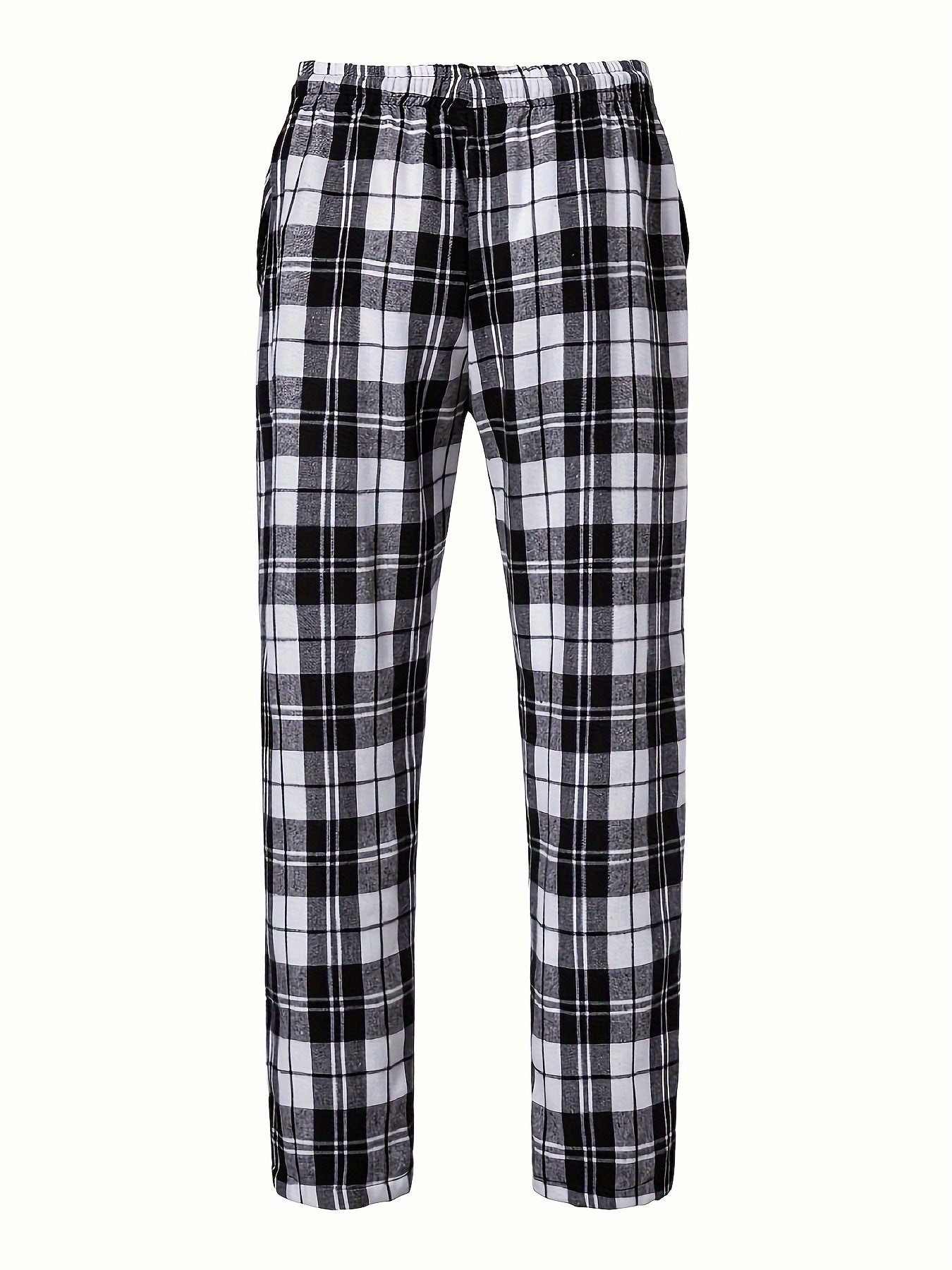 Lounge Pants Mens Plaid Pyjama Bottoms Relaxed Elastic Waist Soft