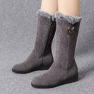 Winter Boots Womens Mid Calf Cuffed Warm Lined Snow Boot Flat