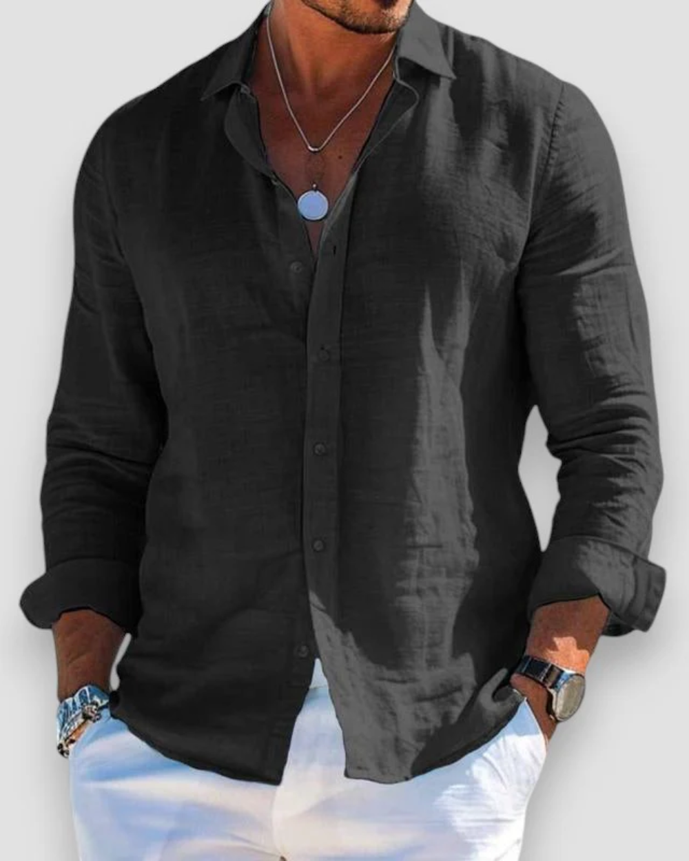 Lightweight long sleeve summer shirt in black