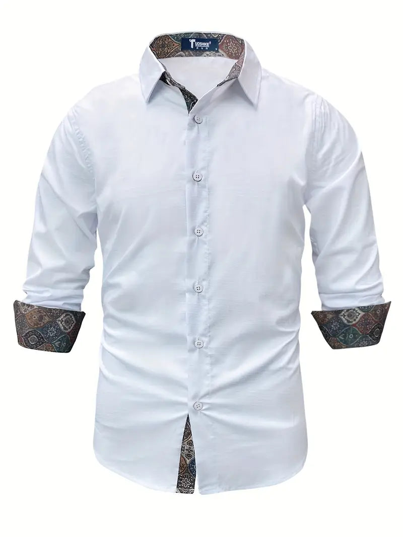 Modern tailored contrast detail button up shirt, view 9