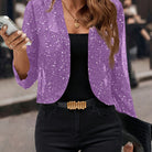 Soft shimmer cropped jacket in purple