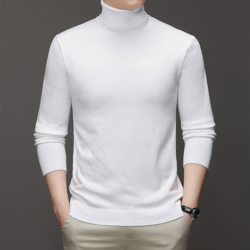 Turtleneck Sweater Mens Fine Gauge Knit Ribbed Neck Hem Pullover