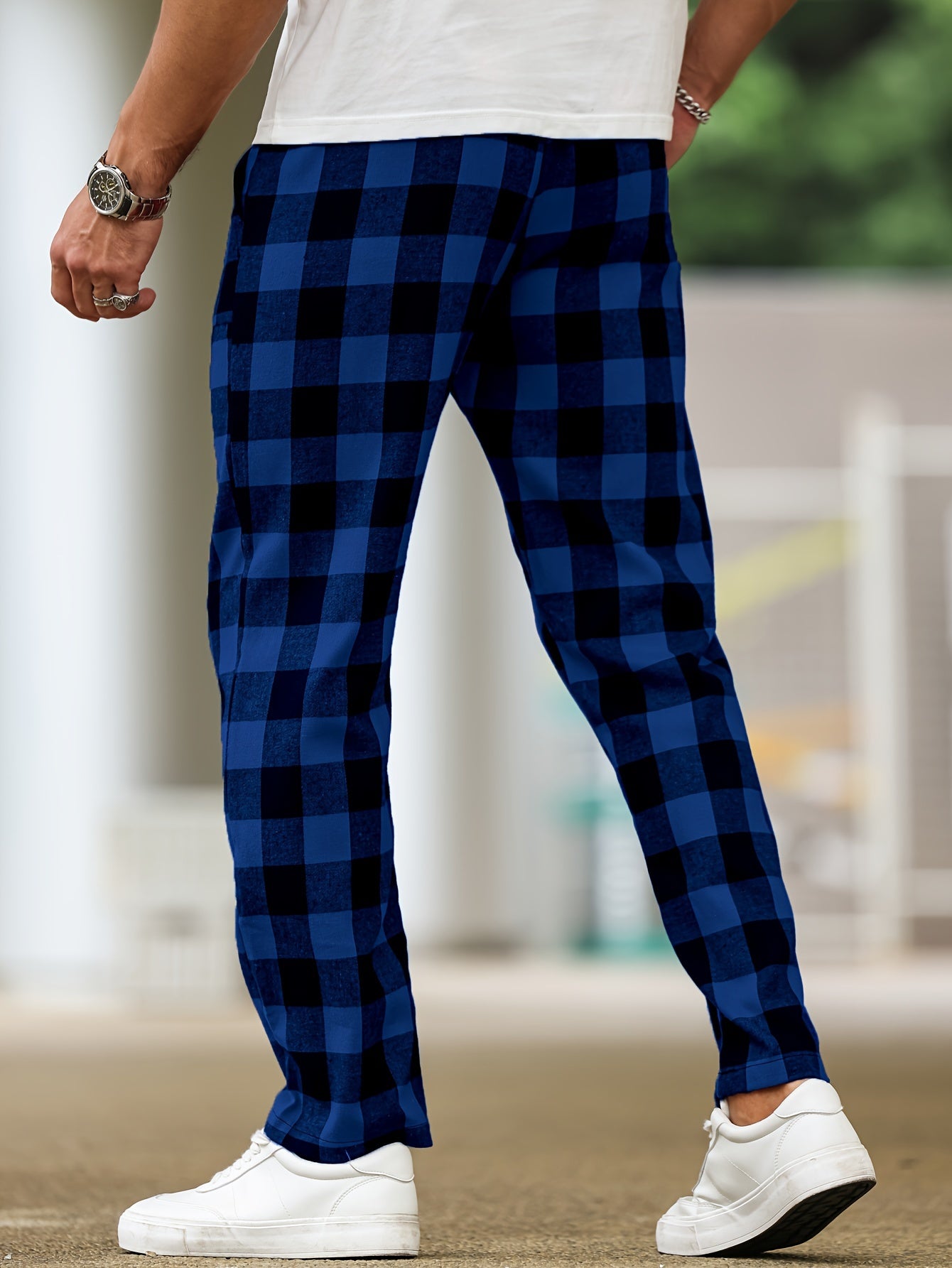 Lounge Pants Mens Plaid Pyjama Bottoms Relaxed Elastic Waist Soft