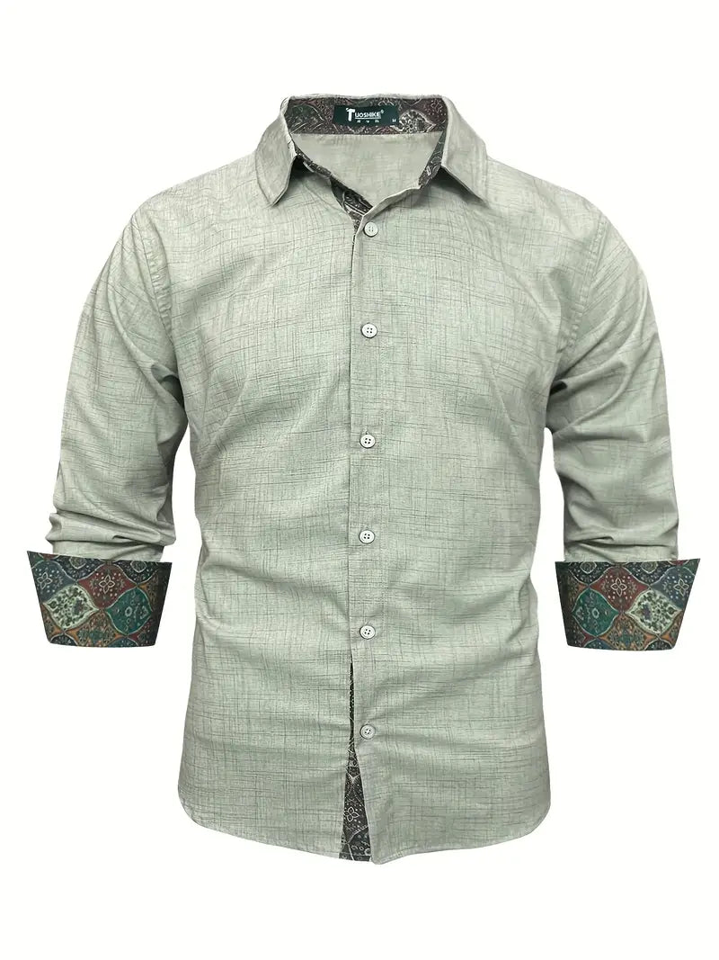 Modern tailored contrast detail button up shirt, view 11