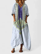 Oversized relaxed fit pocket dress in blue purple