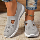 Lightweight Slip On Walking Sneakers with Cutout for Women in Gray