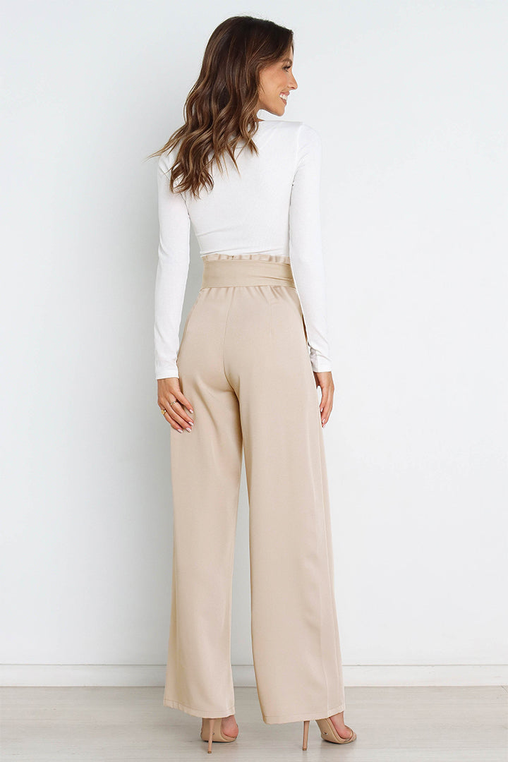 High waist paperbag pant with bow detail, view 2
