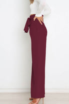 High waist paperbag pant with bow detail, view 6