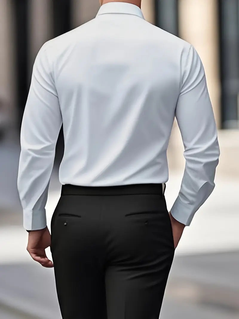 Fall Slim Fit Breathable Long Sleeve Dress Shirt for Men