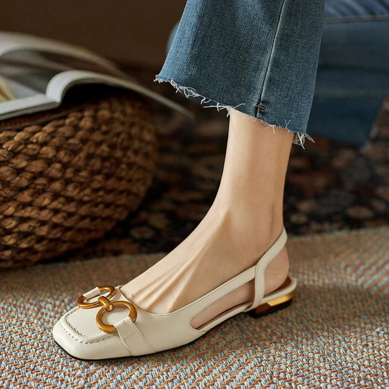 Flexible sole slingback flat in beige