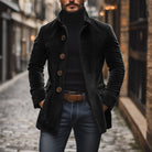 Fall Corduroy Stand Collar Button Front Short Coat for Men
