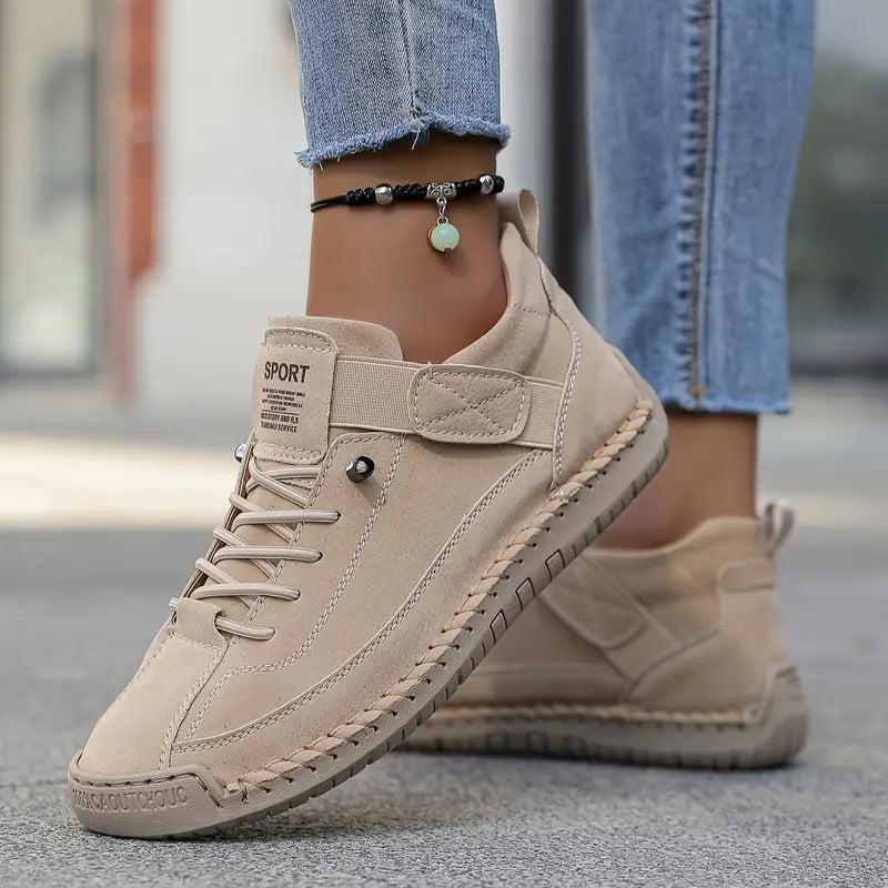Spacious toe box lightweight everyday sneaker in beige