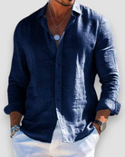 Lightweight long sleeve summer shirt in navy blue