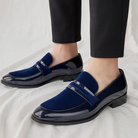 Polished leather suede panel penny loafer, view 2