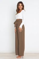 High waist paperbag pant with bow detail, view 11