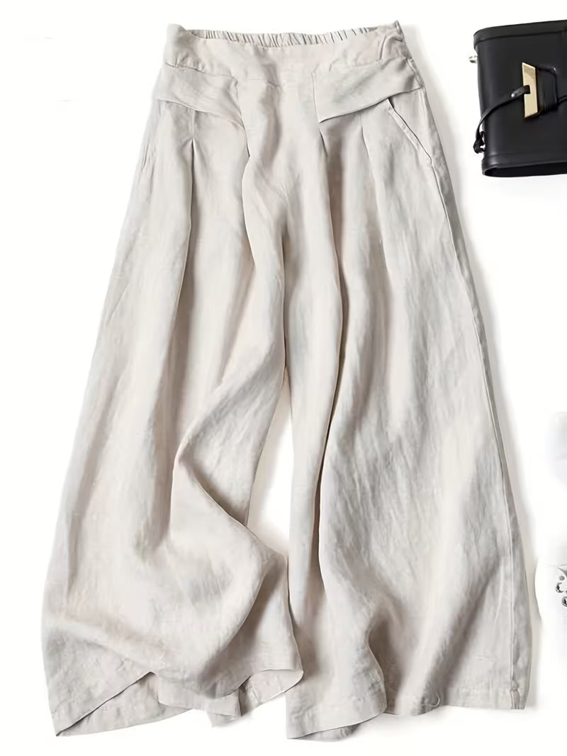 Breathable loose wide leg pant in beige