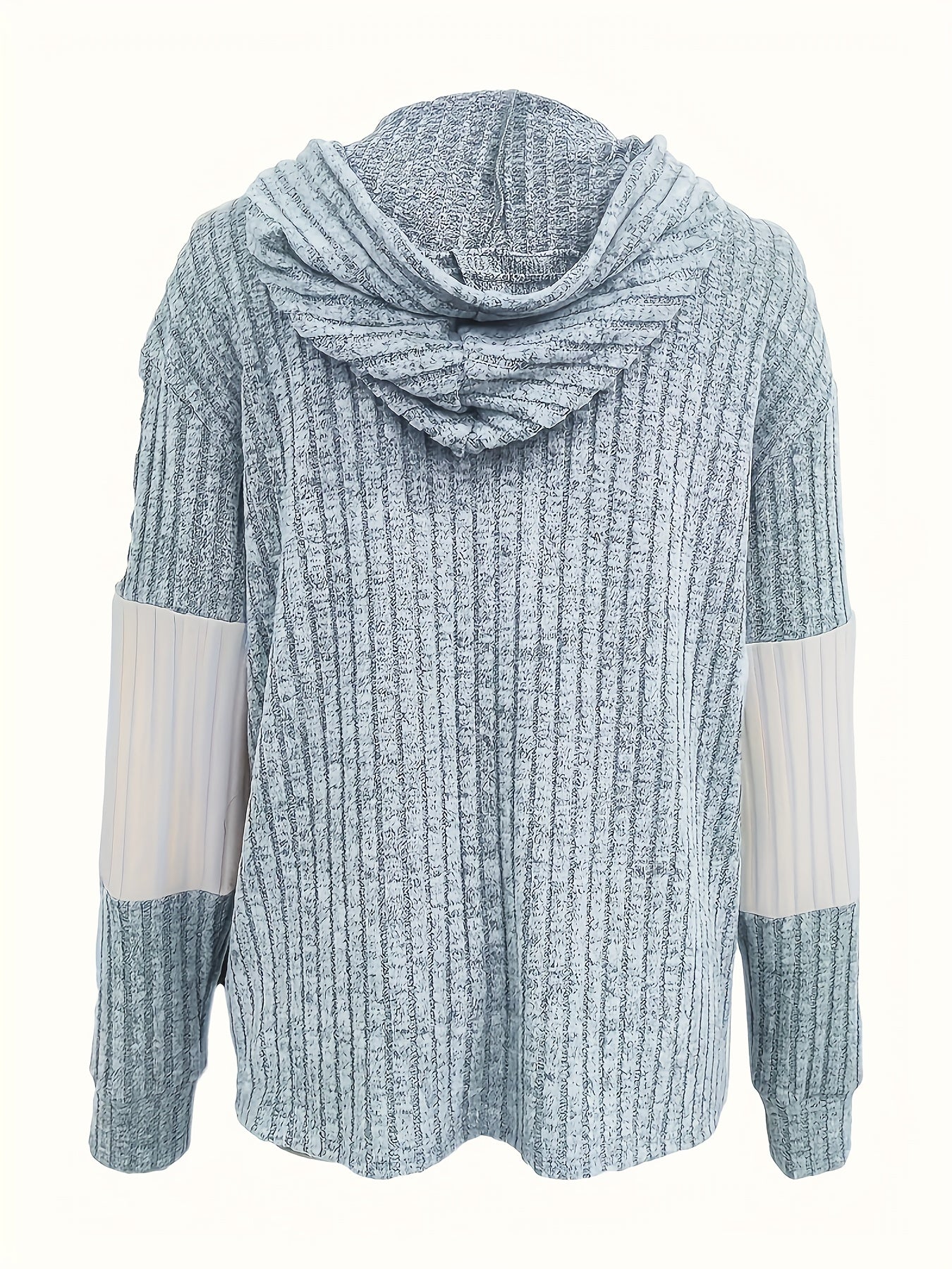 Zip Hoodie Womens Colour Block Ribbed Texture Full Zip Soft Warm