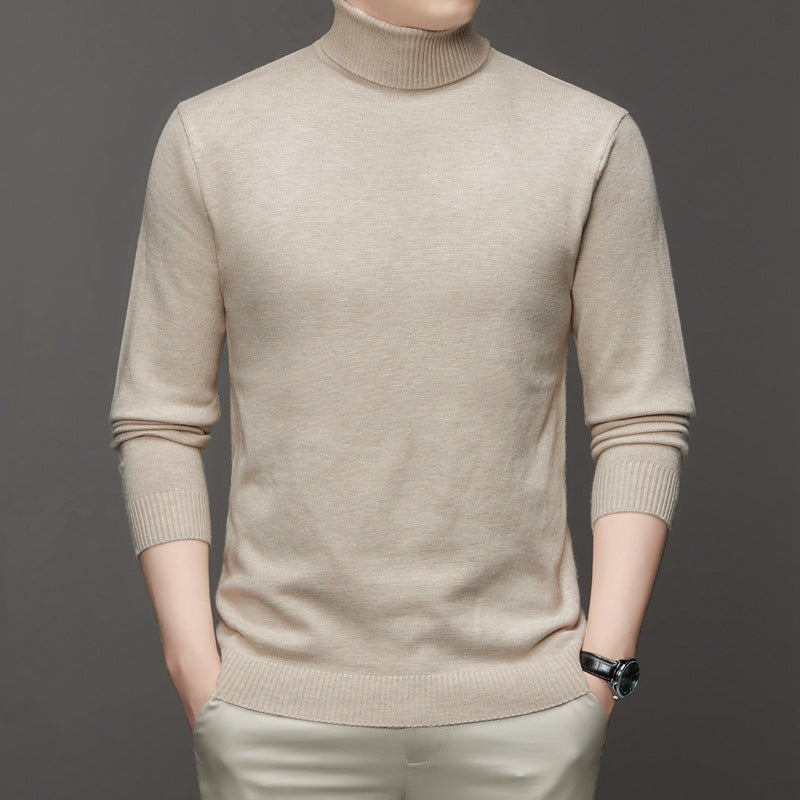 Turtleneck Sweater Mens Fine Gauge Knit Ribbed Neck Hem Pullover