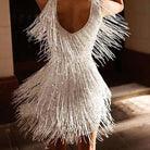 Sequin Fringe V Neck Flapper Mini Party Dress for Women