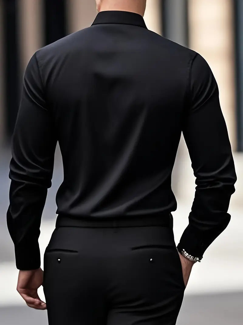 Fall Slim Fit Breathable Long Sleeve Dress Shirt for Men