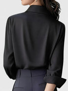 Fall Hidden Placket Curved Hem Long Sleeve Shirt for Women