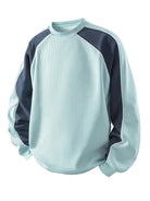 Sweatshirt Mens Round Neck Colour Block Soft Pullover Relaxed Fit