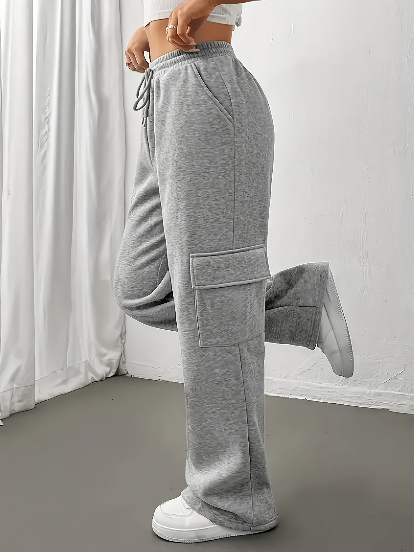 Joggers Womens Cargo Relaxed Fit Elastic Waist Soft Lounge Pants