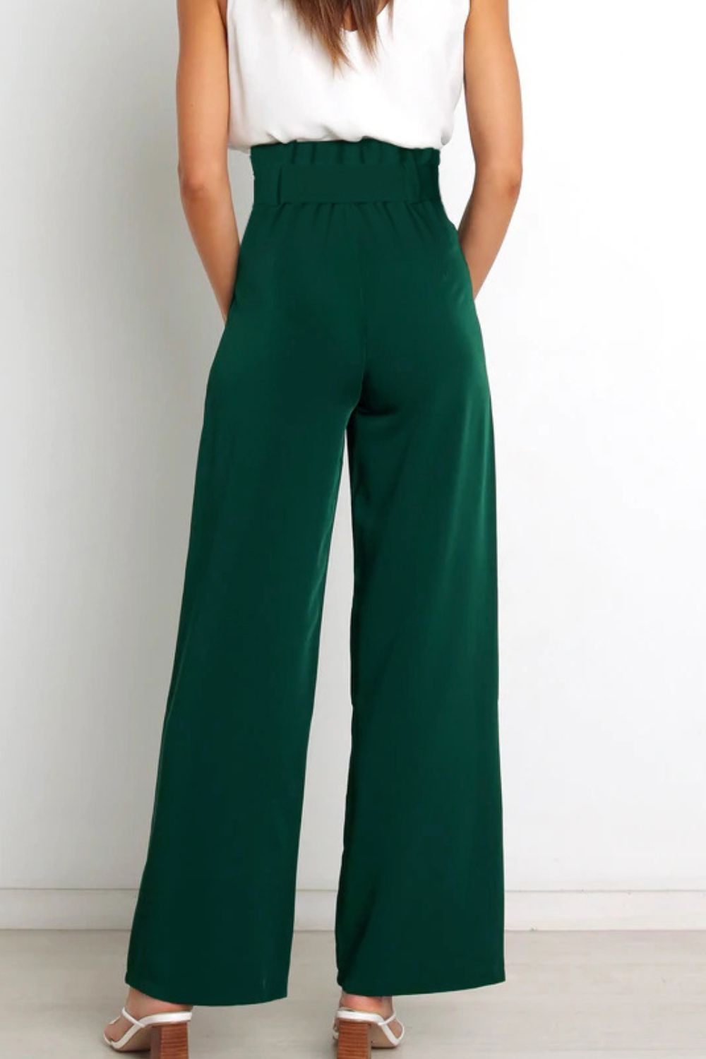 High waist paperbag pant with bow detail, view 4