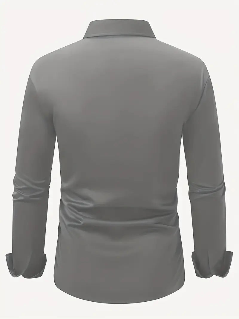 Fall Slim Fit Breathable Long Sleeve Dress Shirt for Men