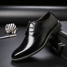 Faux Leather Brogue Detail Oxford Dress Shoes for Men in Black