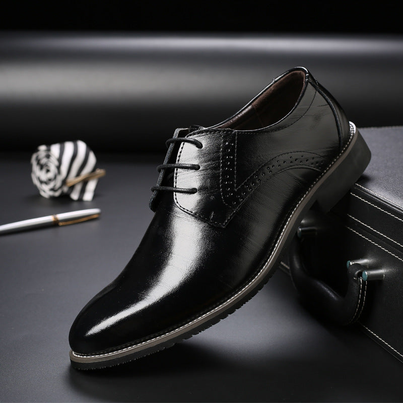 Faux Leather Brogue Detail Oxford Dress Shoes for Men in Black