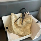 Oversized woven straw beach tote bag, view 12