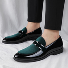 Polished leather suede panel penny loafer, view 4