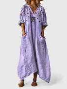Oversized relaxed fit pocket dress in purple